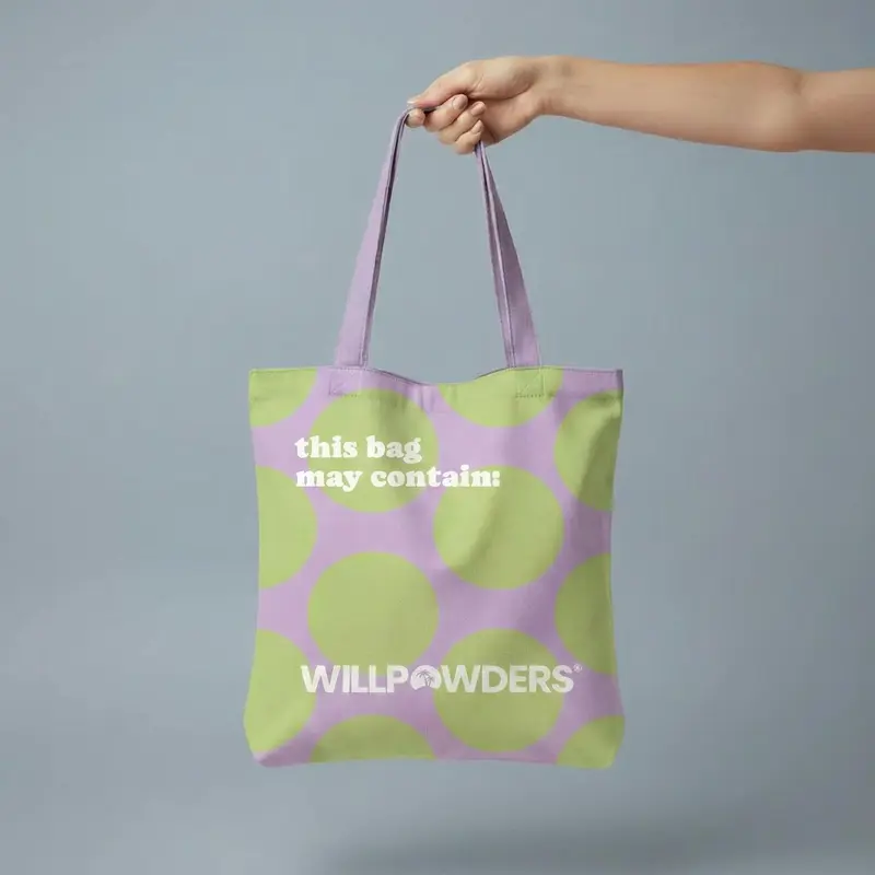 WillPowders Canvas Tote Bag for Gym - Sturdy, Reusable, Roomy Everyday Carry with Reinforced Handles