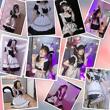 Anime French Maid Lolita Fancy Queen Princess Dress Cosplay Costume Furry Cat Ear Gloves Socks set