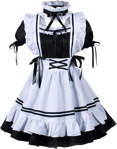 Anime French Maid Lolita Fancy Queen Princess Dress Cosplay Costume Furry Cat Ear Gloves Socks set