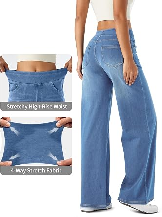 LaiEr Large Denim Wide Leg Pants for Women, High Waisted and Slimming with Multiple Pockets, Straight Tube, Loose fit, Cat Whisker, Marbling wash Craft, High Elasticity Casual Jean