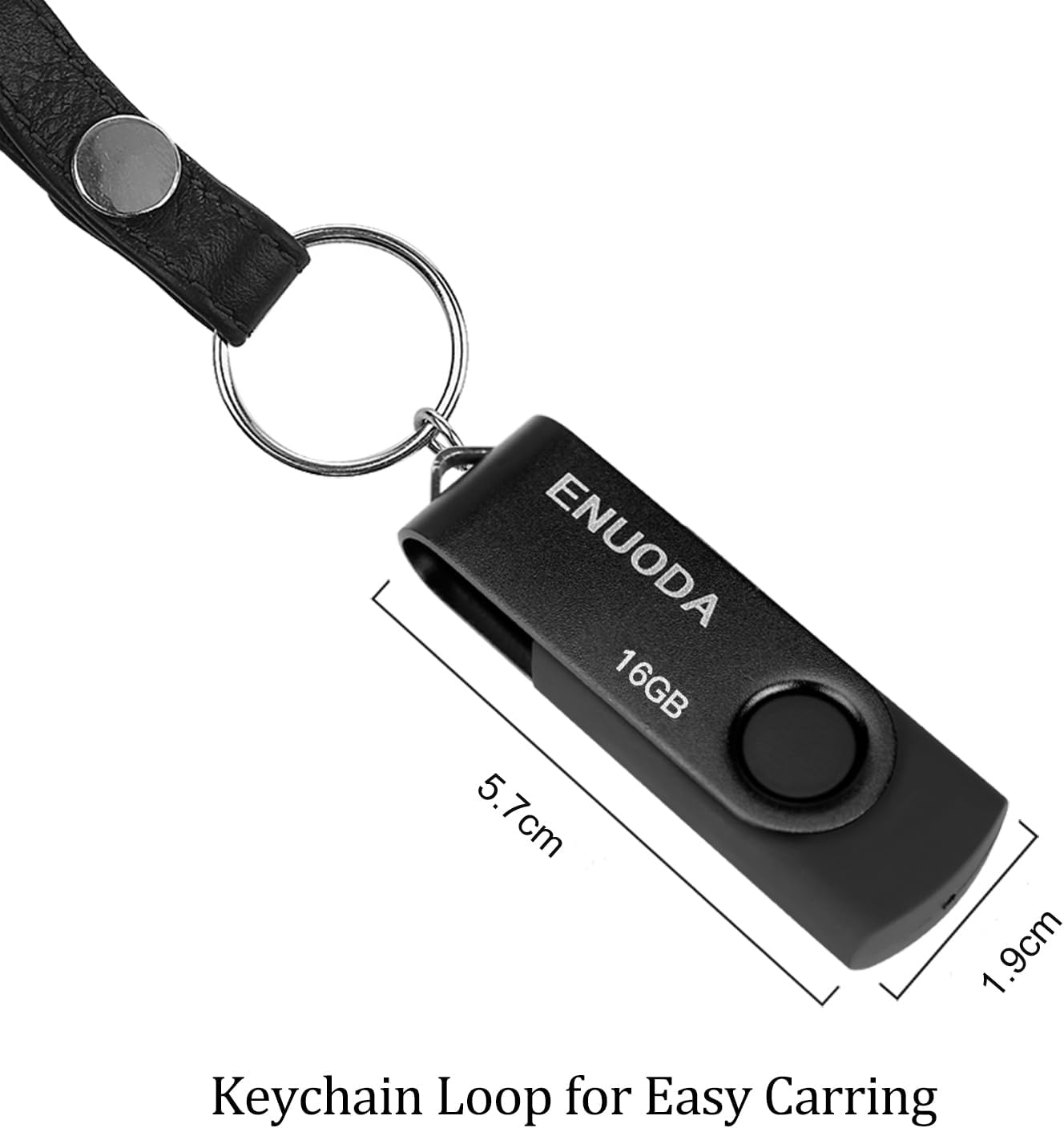ENUODA 16GB USB Stick 1 Pack Memory Stick USB 2.0 Flash Drives Swivel Design Pen Drive for Data Storage Thumb Drive with LED Light (Black)