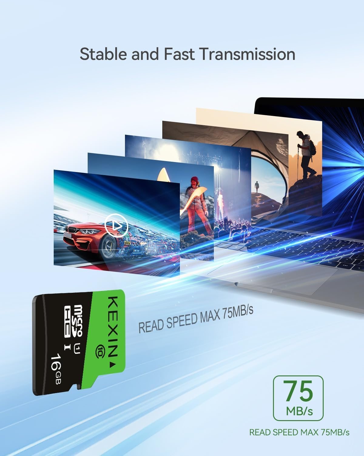KEXIN Micro SD Card 16GB, MicroSDHC UHS-I Class 10 A1 U1, Mini SD Card, Memory Card for Smartphone, Tablet, Camera