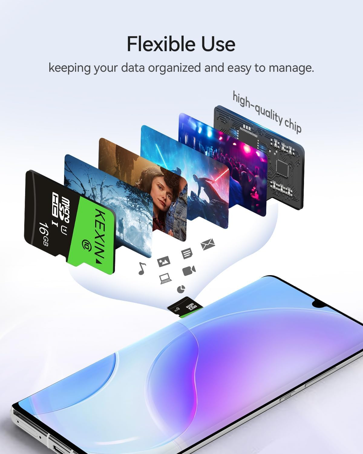 KEXIN Micro SD Card 16GB, MicroSDHC UHS-I Class 10 A1 U1, Mini SD Card, Memory Card for Smartphone, Tablet, Camera