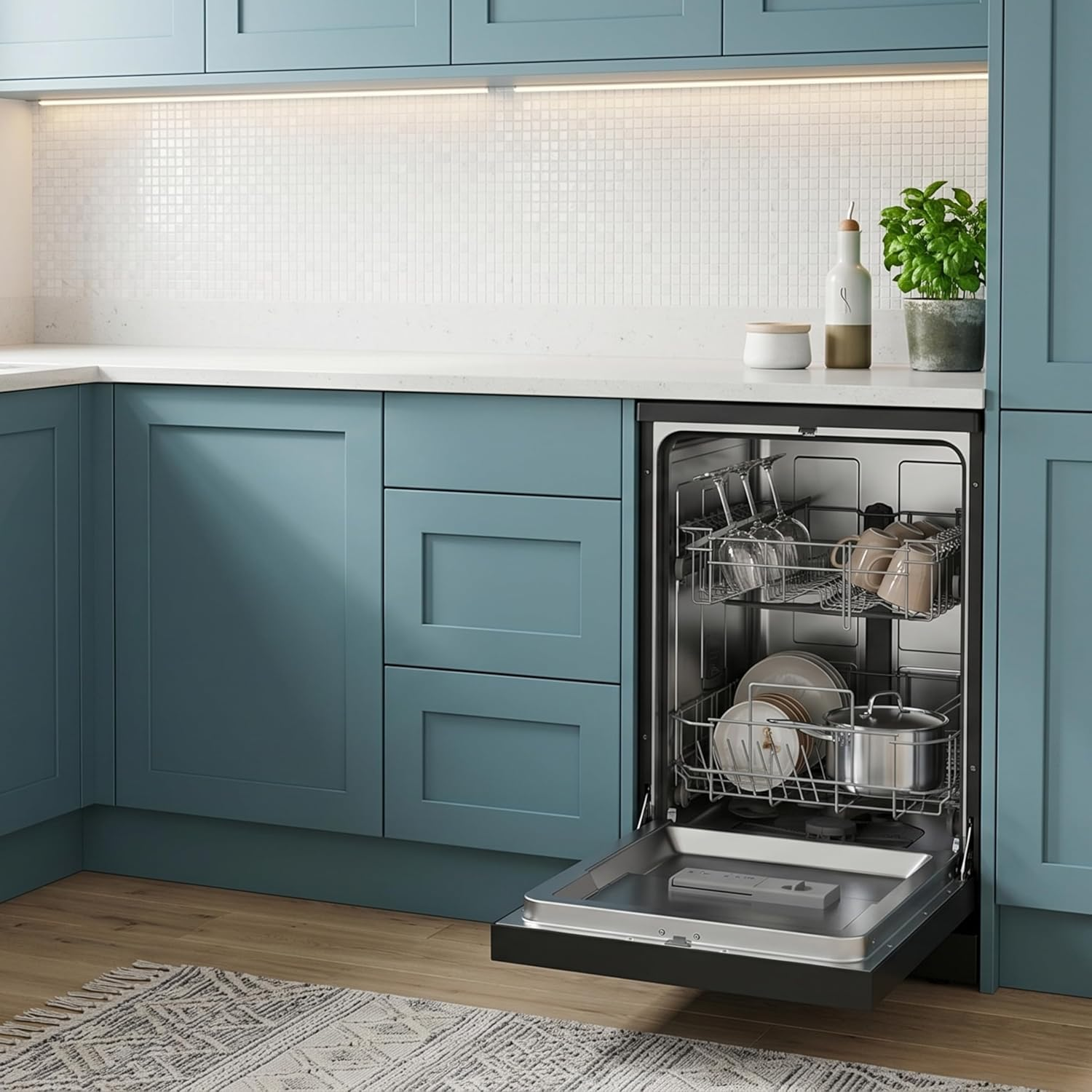 HYE Dishwasher - Slimline Dishwasher With 9 Place Settings, 45cm, Compact & Freestanding Design, Black, Eco Program, Quick Wash, Quiet (49 dB) - DW0109PB13