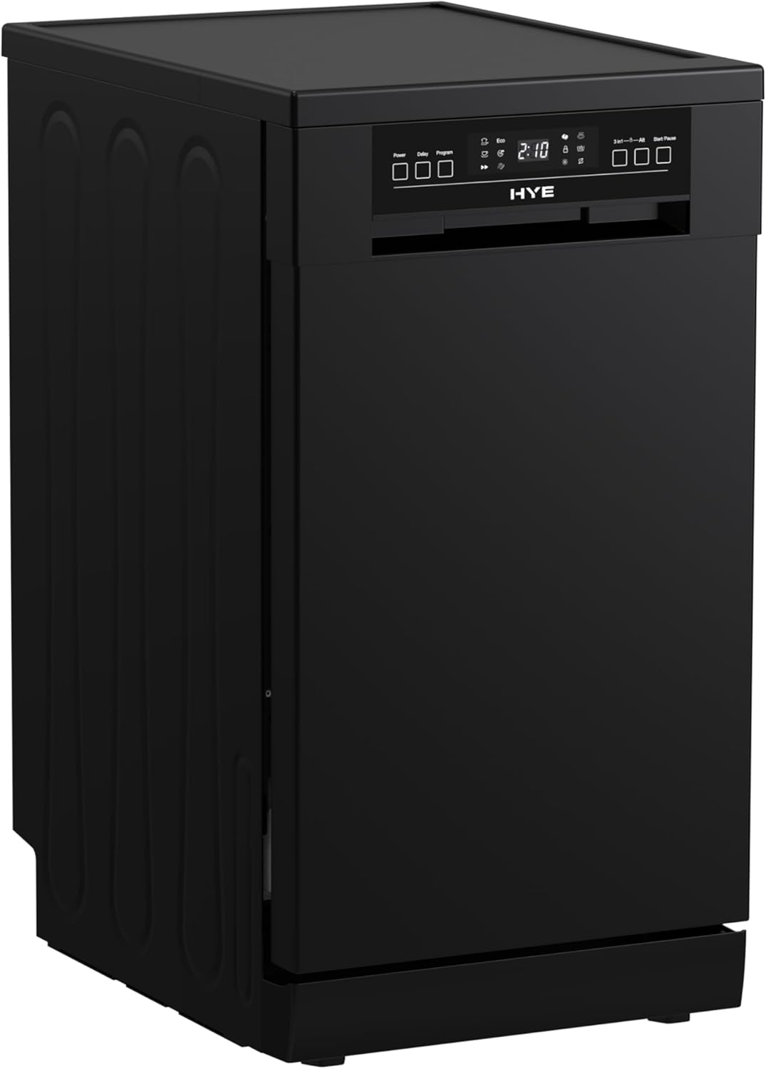 HYE Dishwasher - Slimline Dishwasher With 9 Place Settings, 45cm, Compact & Freestanding Design, Black, Eco Program, Quick Wash, Quiet (49 dB) - DW0109PB13