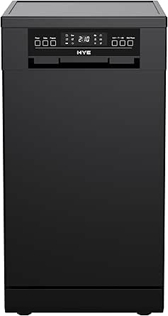 HYE Dishwasher - Slimline Dishwasher With 9 Place Settings, 45cm, Compact & Freestanding Design, Black, Eco Program, Quick Wash, Quiet (49 dB) - DW0109PB13