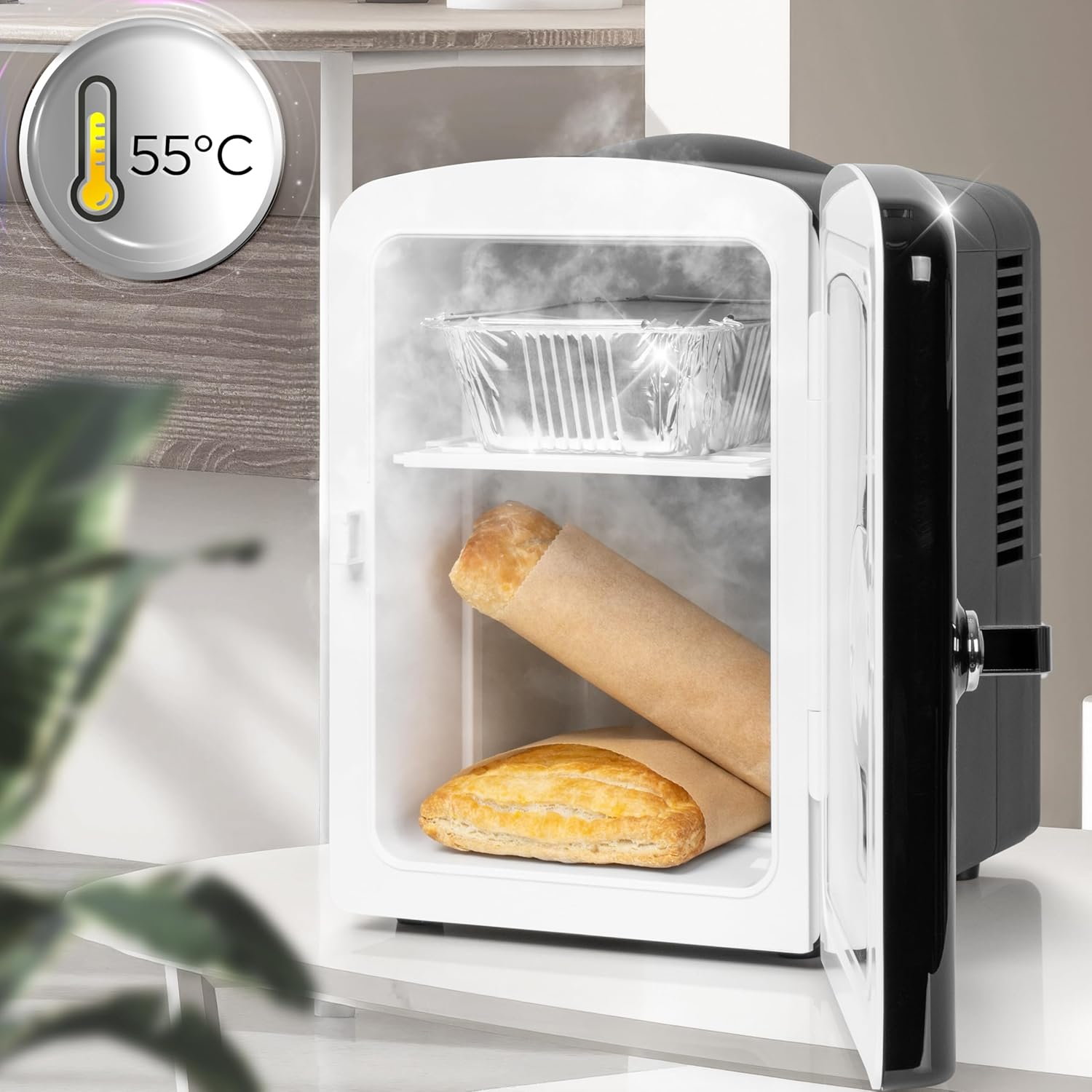 Duronic MFW4 BK Mini Fridge Warmer 4L Personal Refrigerator 6 Can Portable Drinks Cooler and Food Warmer, Skincare Fridge for Face Masks, AC/DC Small Fridges for Bedroom Home Offic