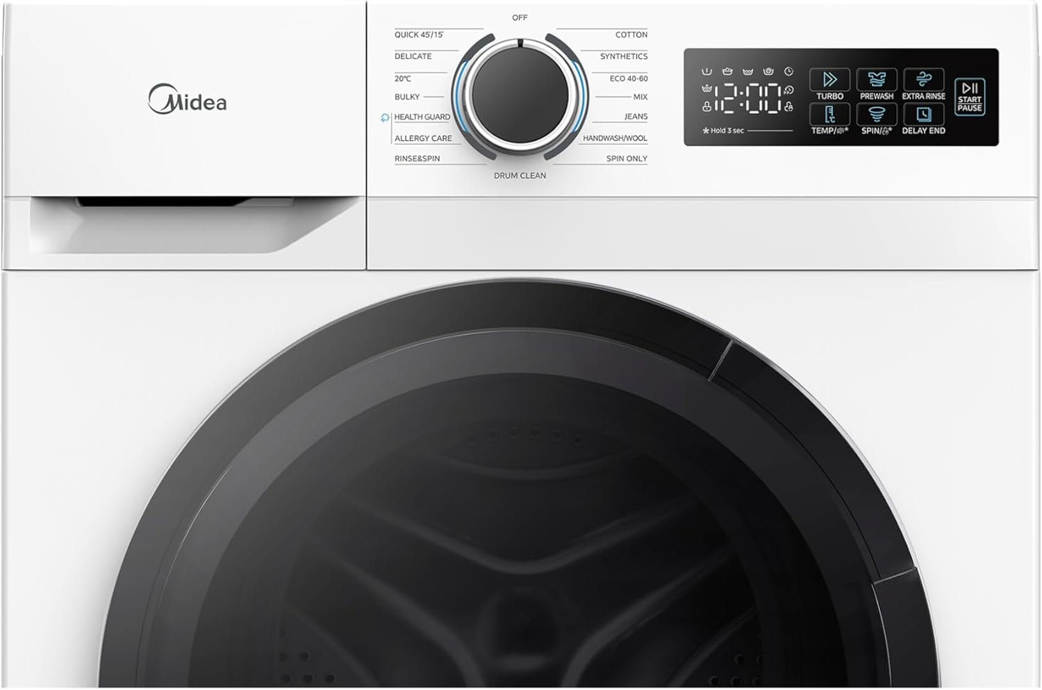 Midea Freestanding 10 KG Front Load Washing Machine Slim,A-10% Class,Steam Wash,Turbo Quick Wash,Durable Inverter BLDC,1400 RPM,White-MF110W100BA10/W-UK [Energy Class A]