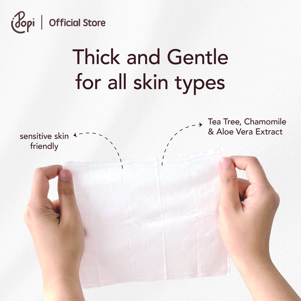Popi Naam Mini Tisu Basah Tandas | Flushable Wet Tissues, Gentle on Skin with Tea Tree, Chamomile and Aloe Vera Extract