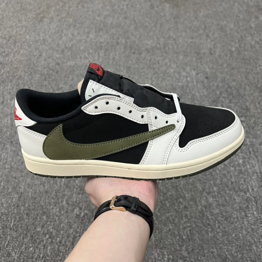 New design Travis scoff X Air Jordan 1 AD1 low "medium olive" off-white Barb 5.0 men shoes women sneakers mhk3