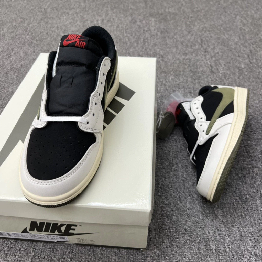 New design Travis scoff X Air Jordan 1 AD1 low "medium olive" off-white Barb 5.0 men shoes women sneakers mhk3