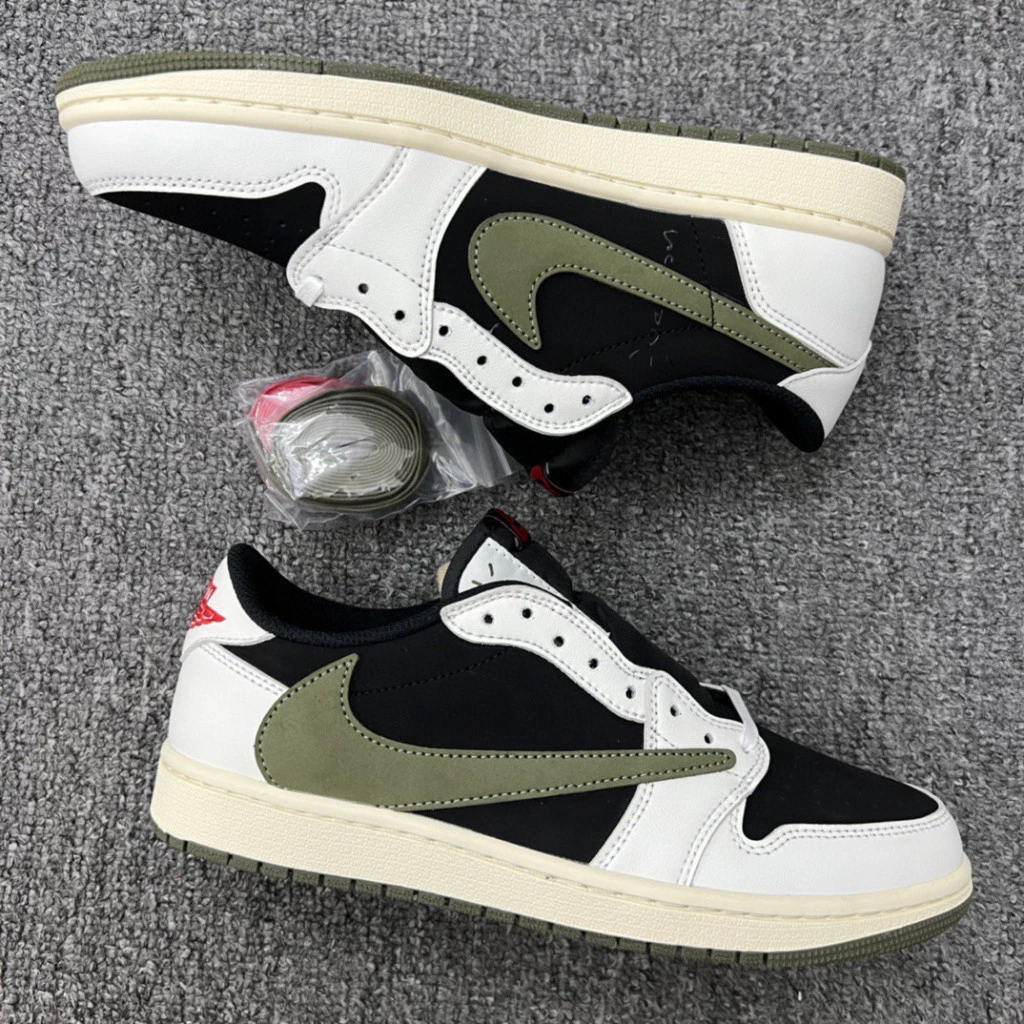 New design Travis scoff X Air Jordan 1 AD1 low "medium olive" off-white Barb 5.0 men shoes women sneakers mhk3