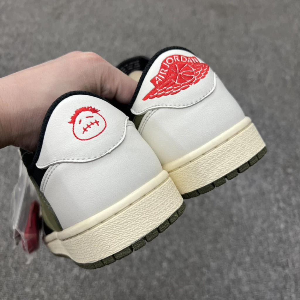 New design Travis scoff X Air Jordan 1 AD1 low "medium olive" off-white Barb 5.0 men shoes women sneakers mhk3