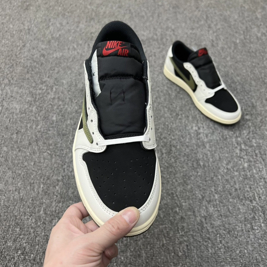New design Travis scoff X Air Jordan 1 AD1 low "medium olive" off-white Barb 5.0 men shoes women sneakers mhk3