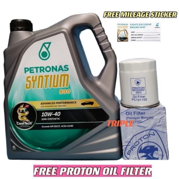 Petronas Syntium Semi Synthetic SN10w40 Engine Oil 4L With Proton Oil Filter