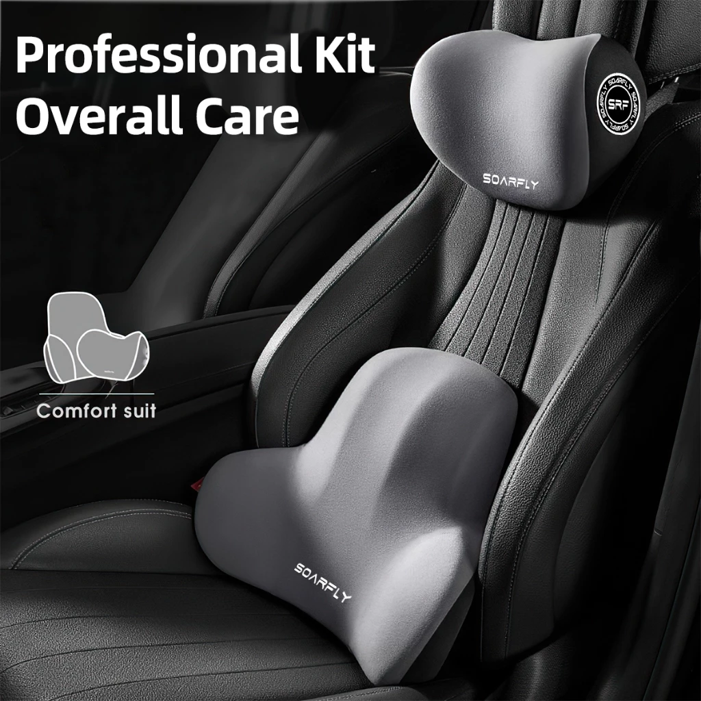 🔥READY STOCK🔥 SOARFLY Car Neck Pillow Headrest Cushions Waist Pillow Universal Car Neck Pillow Interior Accessories