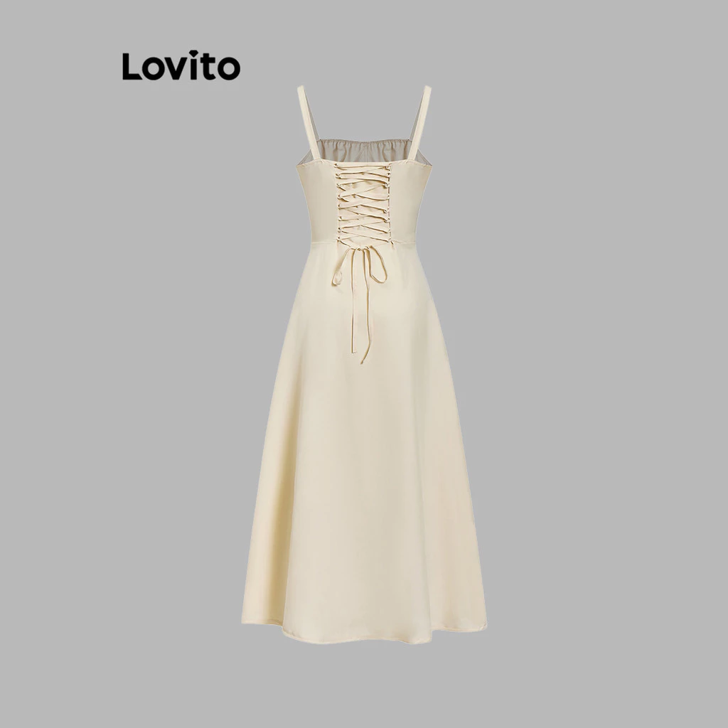 Lovito Elegant Dress Tie Front Back Summer Dress for Women L74ED185