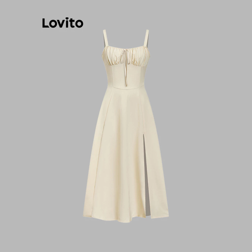 Lovito Elegant Dress Tie Front Back Summer Dress for Women L74ED185