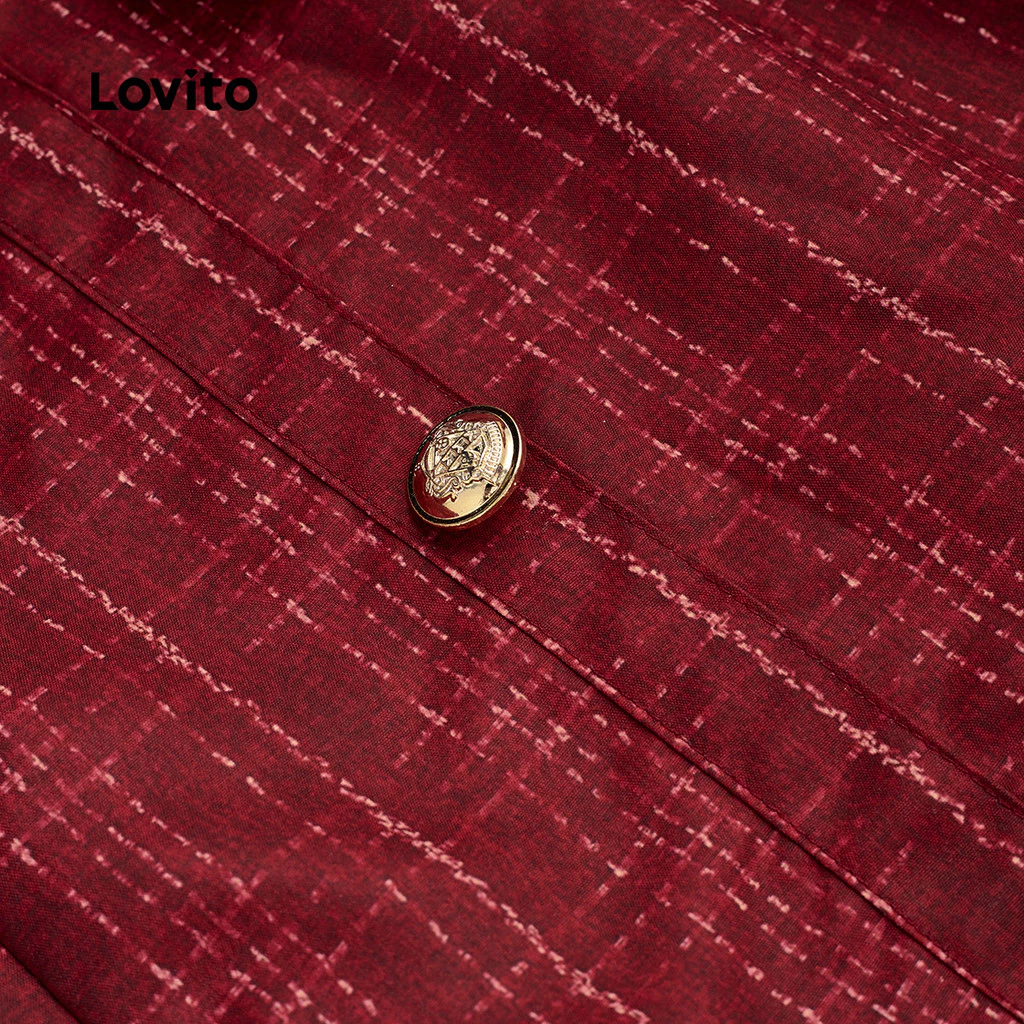 (NEW) Lovito Elegant Dress Belted Spring/summer Red Dress for Women LBL29340