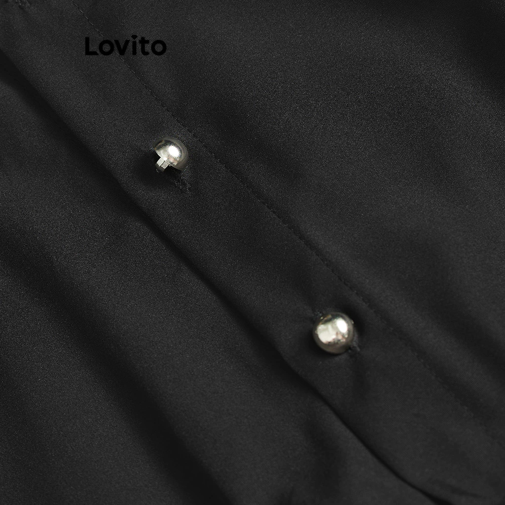 Lovito Elegant Dress Plain Belted Dress for Women L100MD424