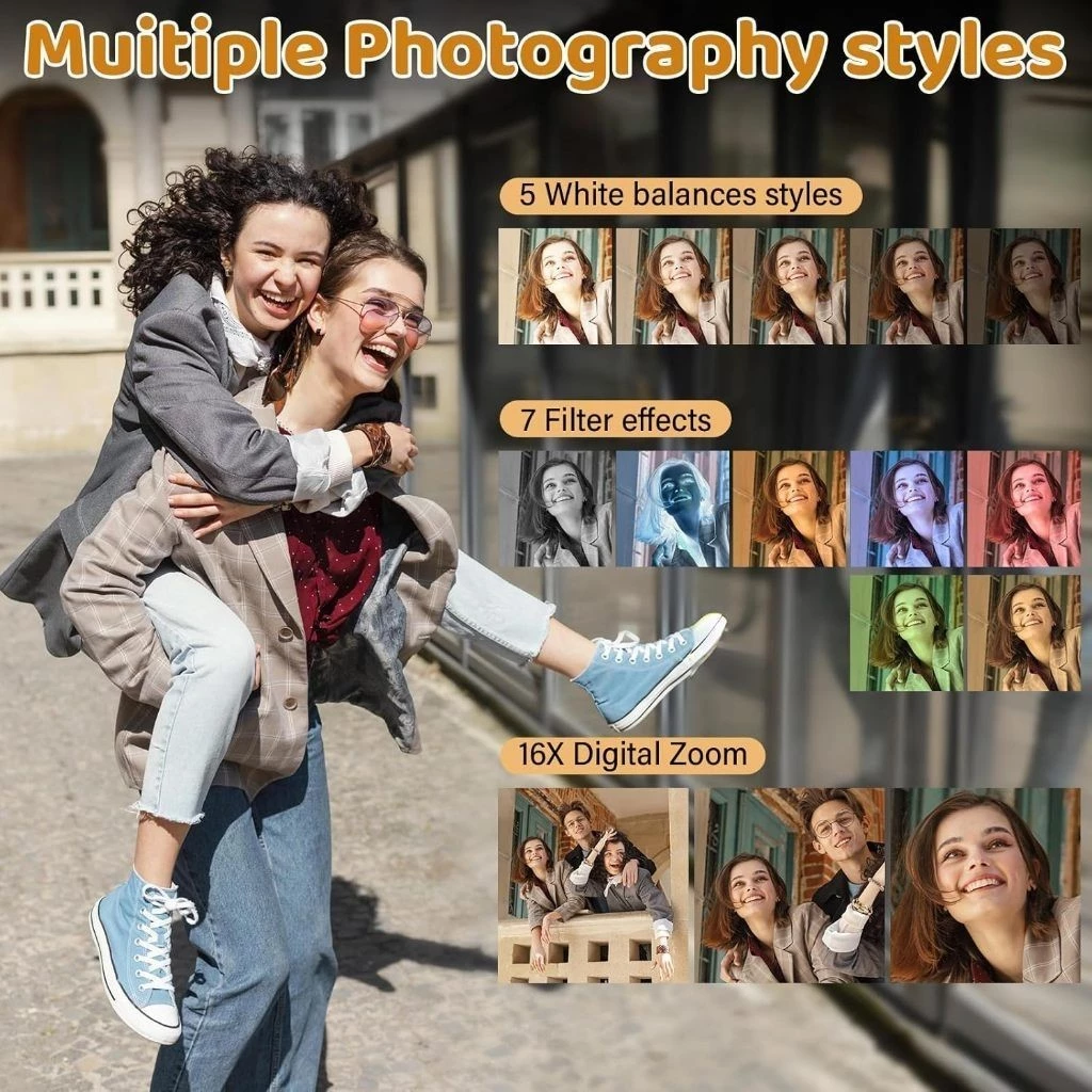 5K Digital Camera 75MP CCD Camera 18X Digital Zoom 180° Flip Screen HD Video Vlogging Camera Portable For Trave