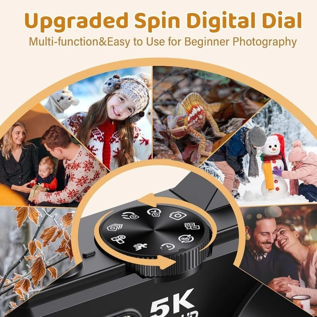 5K Digital Camera 75MP CCD Camera 18X Digital Zoom 180° Flip Screen HD Video Vlogging Camera Portable For Trave